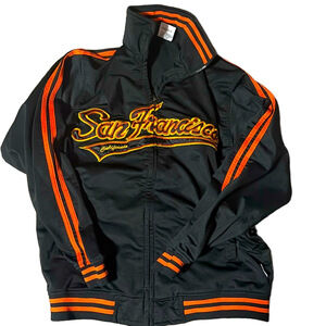 San Francisco L black and orange stripes jacket fleece preowned by GoGo sports